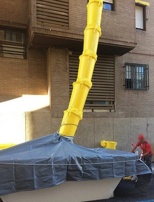 Konteinera pārsegs ar ievadu būvgružu novadcaurulei 6x3m