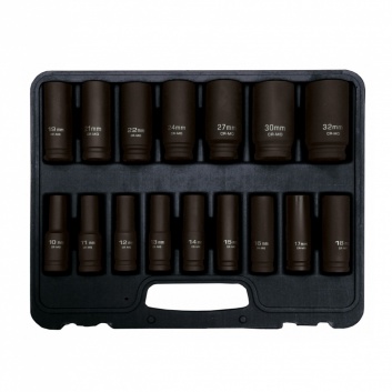 Muciņatslēgu komplekts 1/2" 10-32 mm garas 16 gab. AD-16D